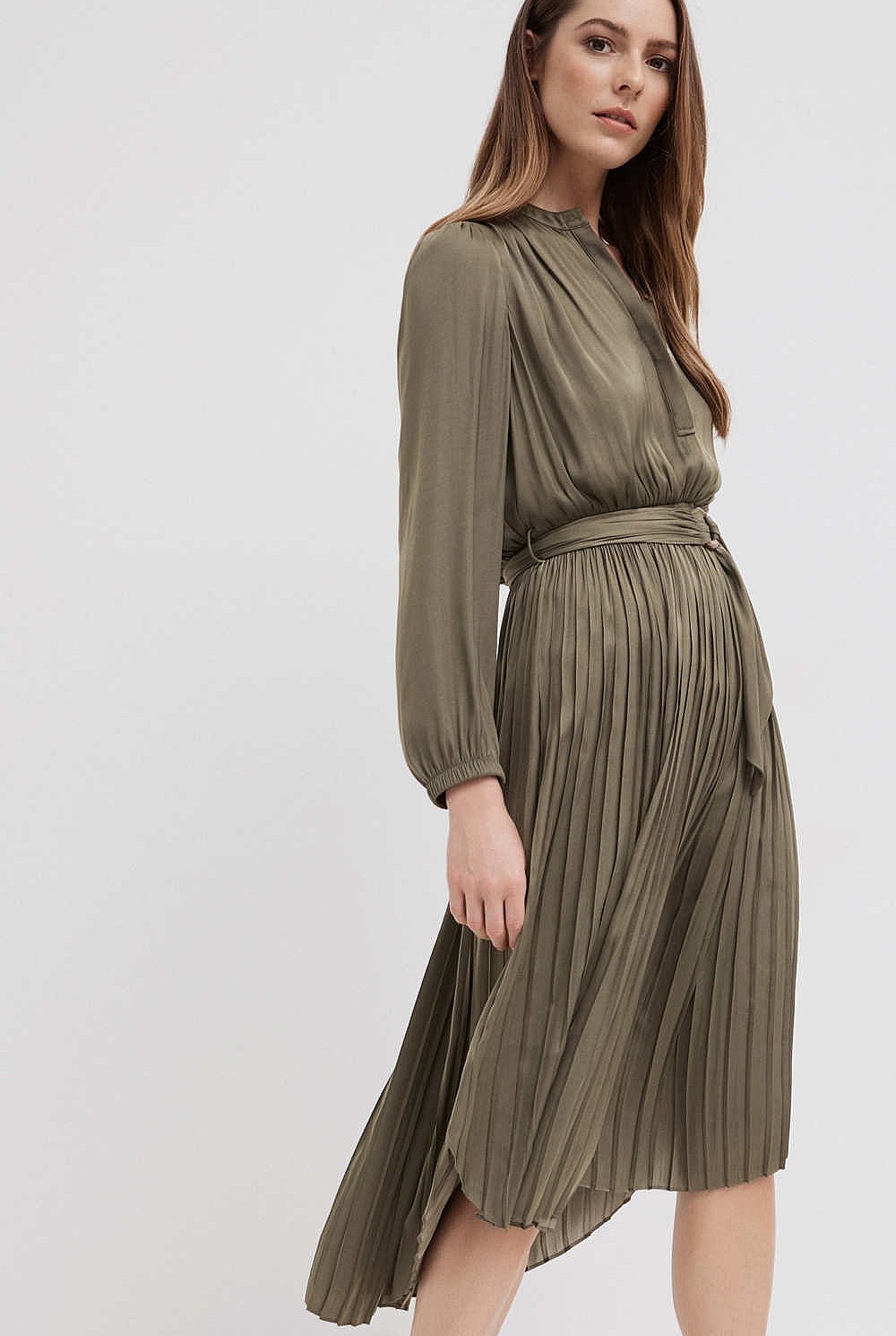 Long Sleeve Half Placket Dress