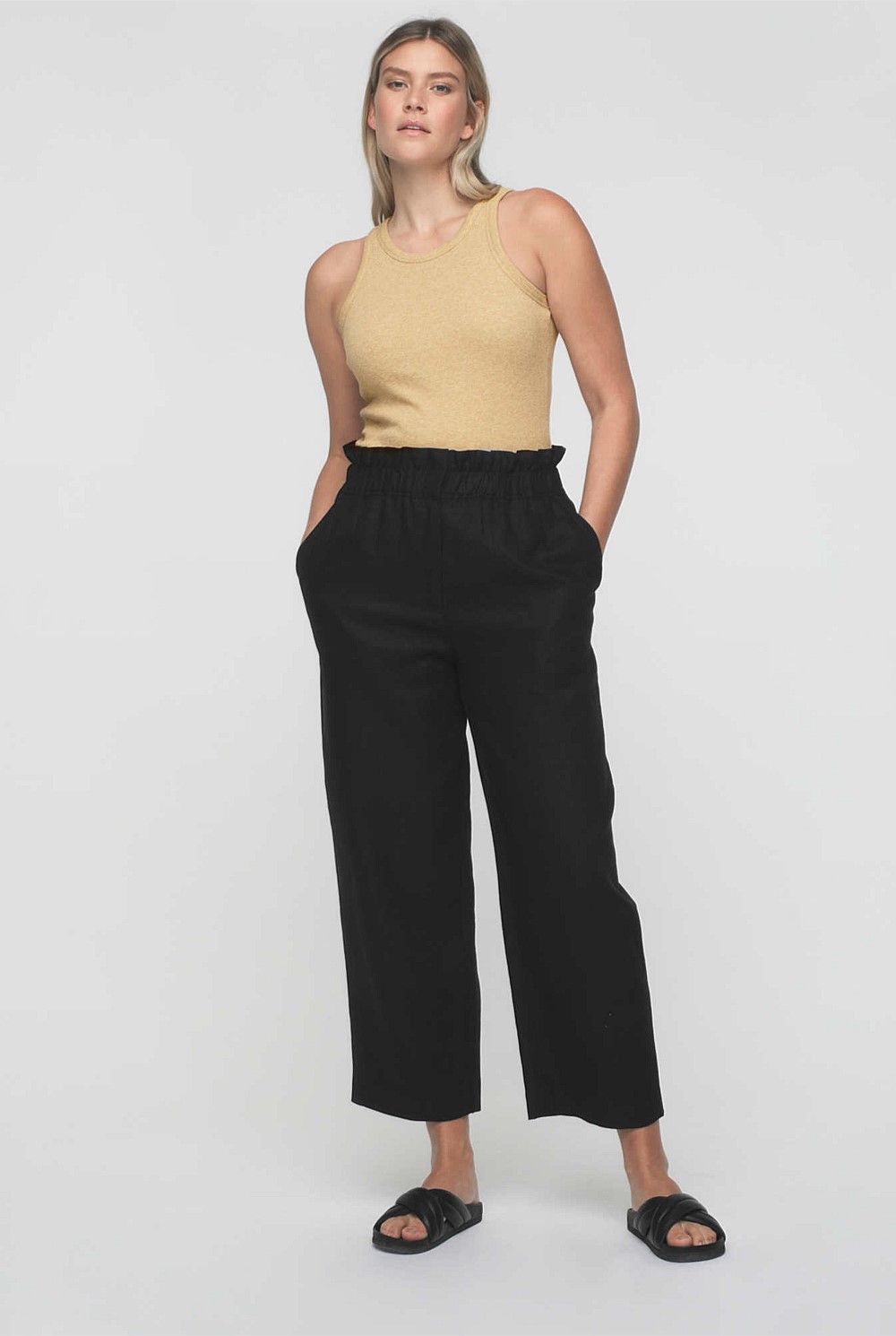 Waist Detail Linen Pant