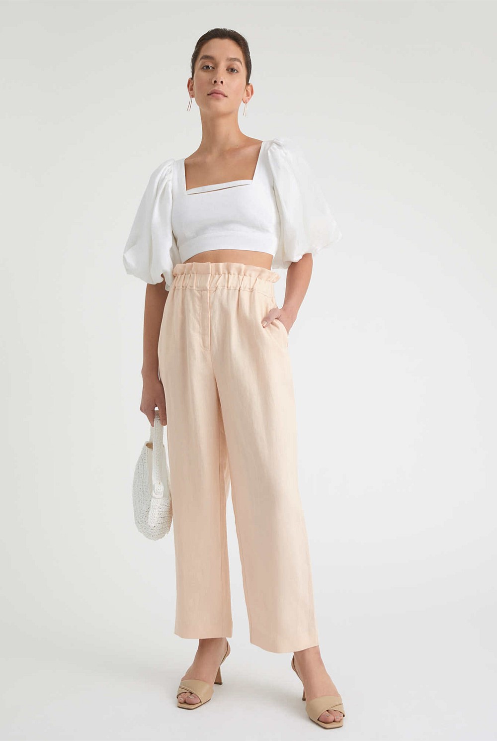 Waist Detail Linen Pant