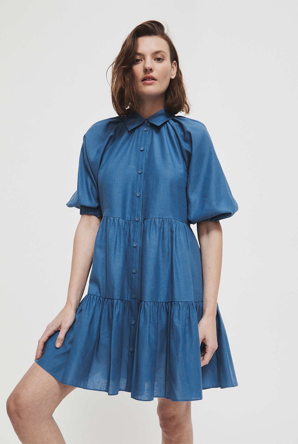 Balloon Sleeve Mini Dress