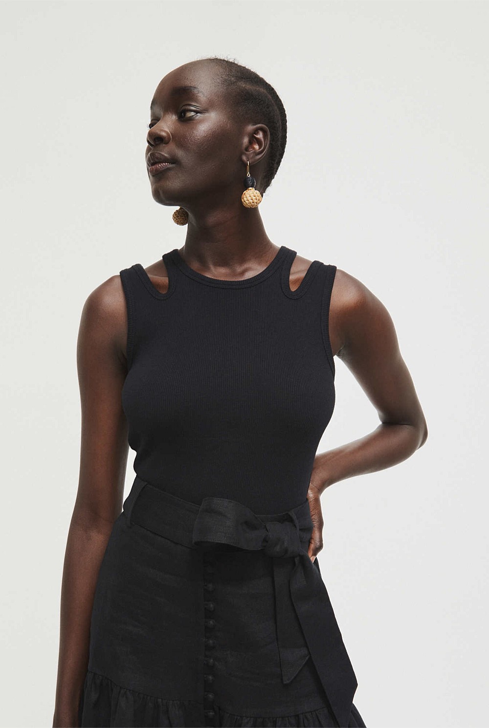 Cut Out Rib Tank Top