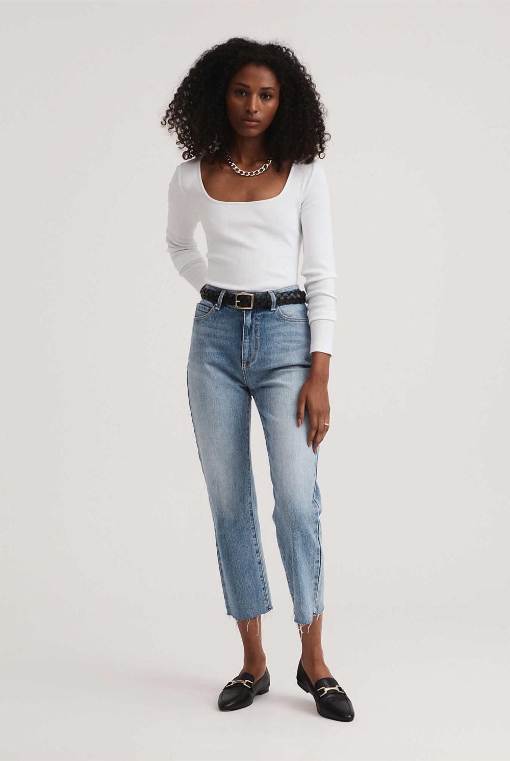 Cotton Long Sleeve Scoop Top