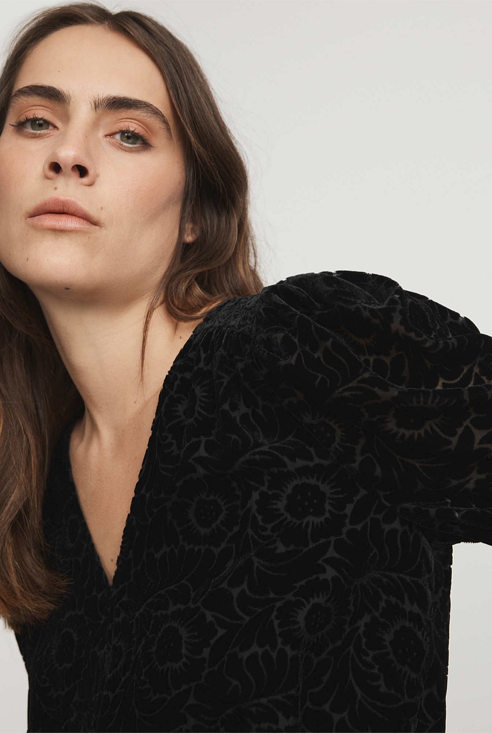 Devore Puff Sleeve Blouse