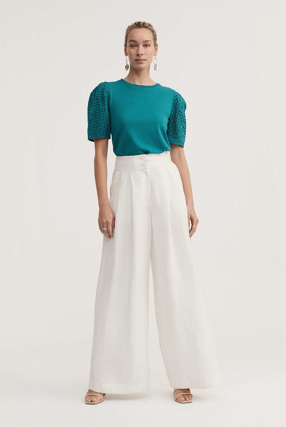 Cutwork Puff Sleeve Top