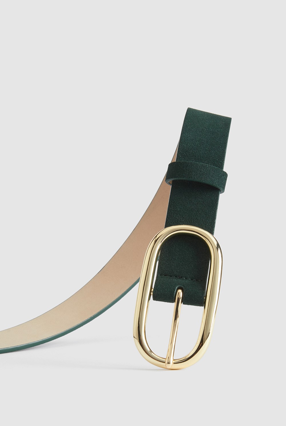 Oval Buckle Suede Belt