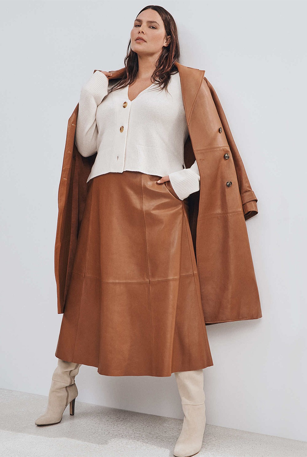 Leather Midi Skirt
