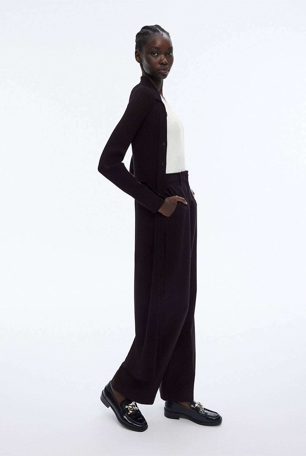 Button Through Rib Longline Cardigan