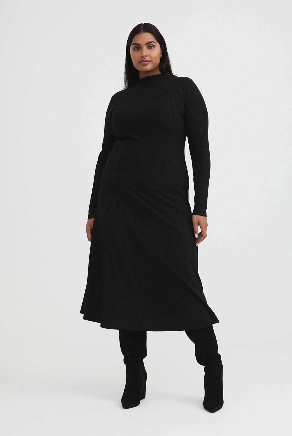 Mock Neck Rib Dress