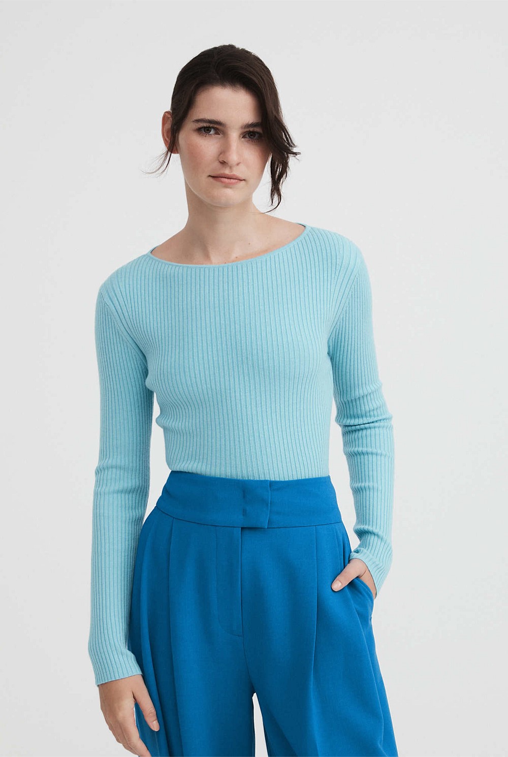 Boat Neck Rib Knit