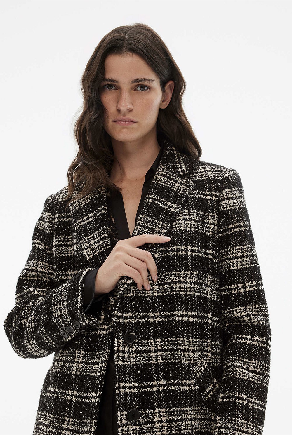 Wool Blend Yarn Dye Check Coat