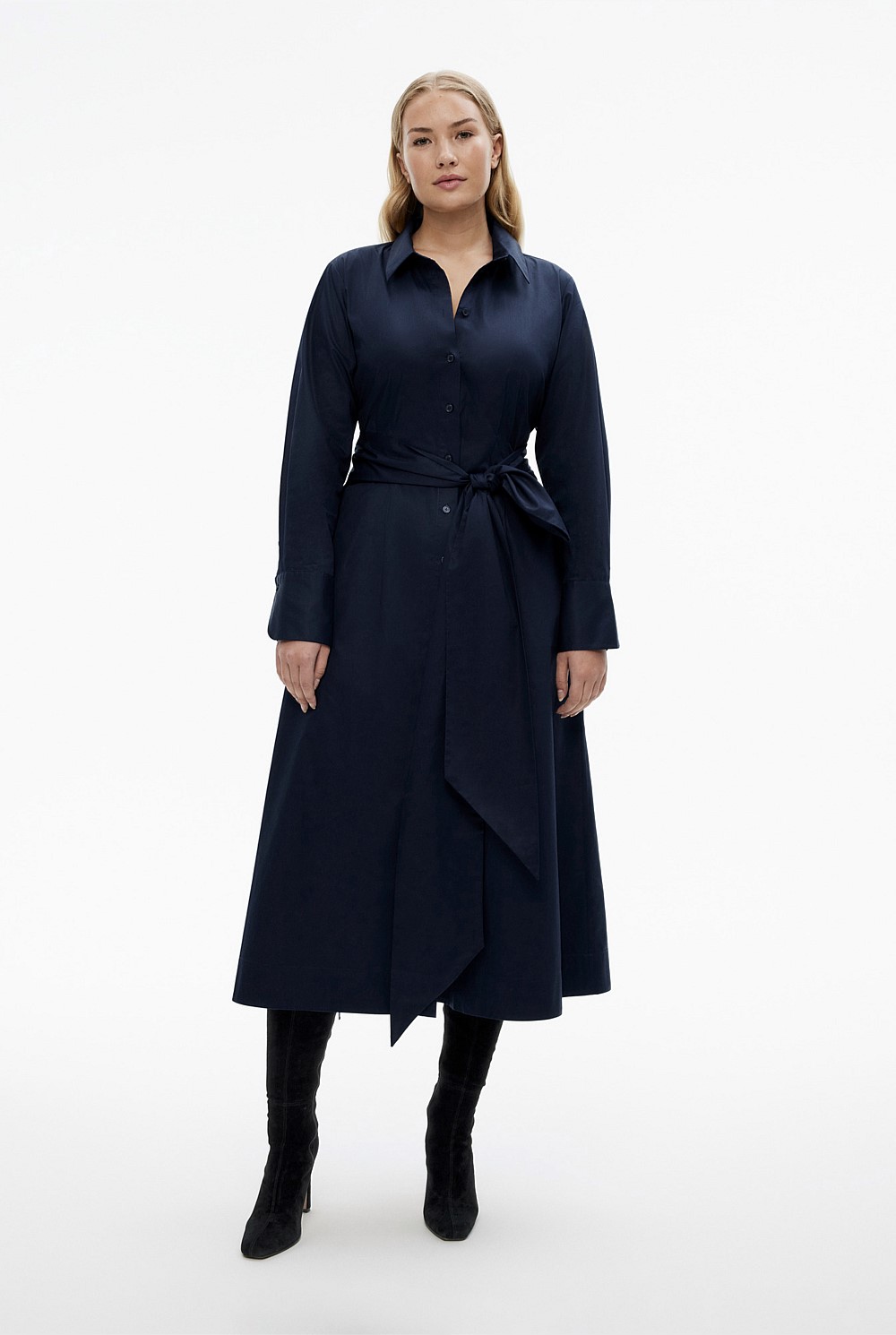 Cotton Sateen Shirt Dress