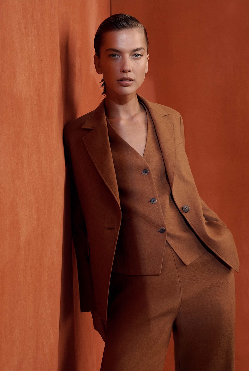 Cotton Linen Single-Breasted Blazer