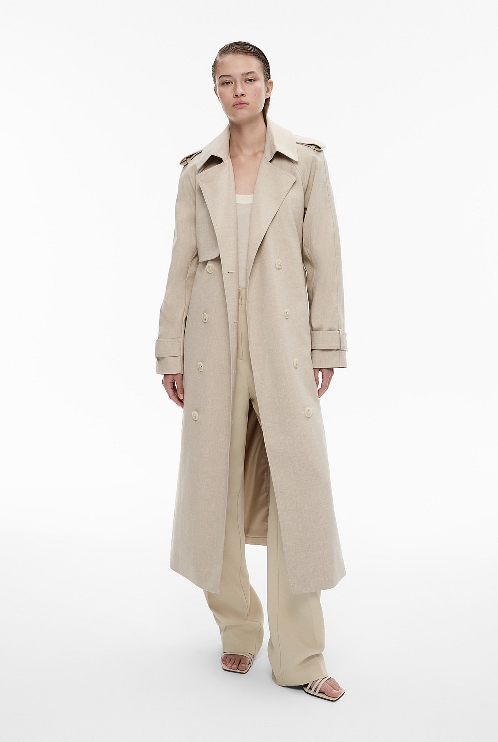 Yarn-Dye Draped Trench Coat