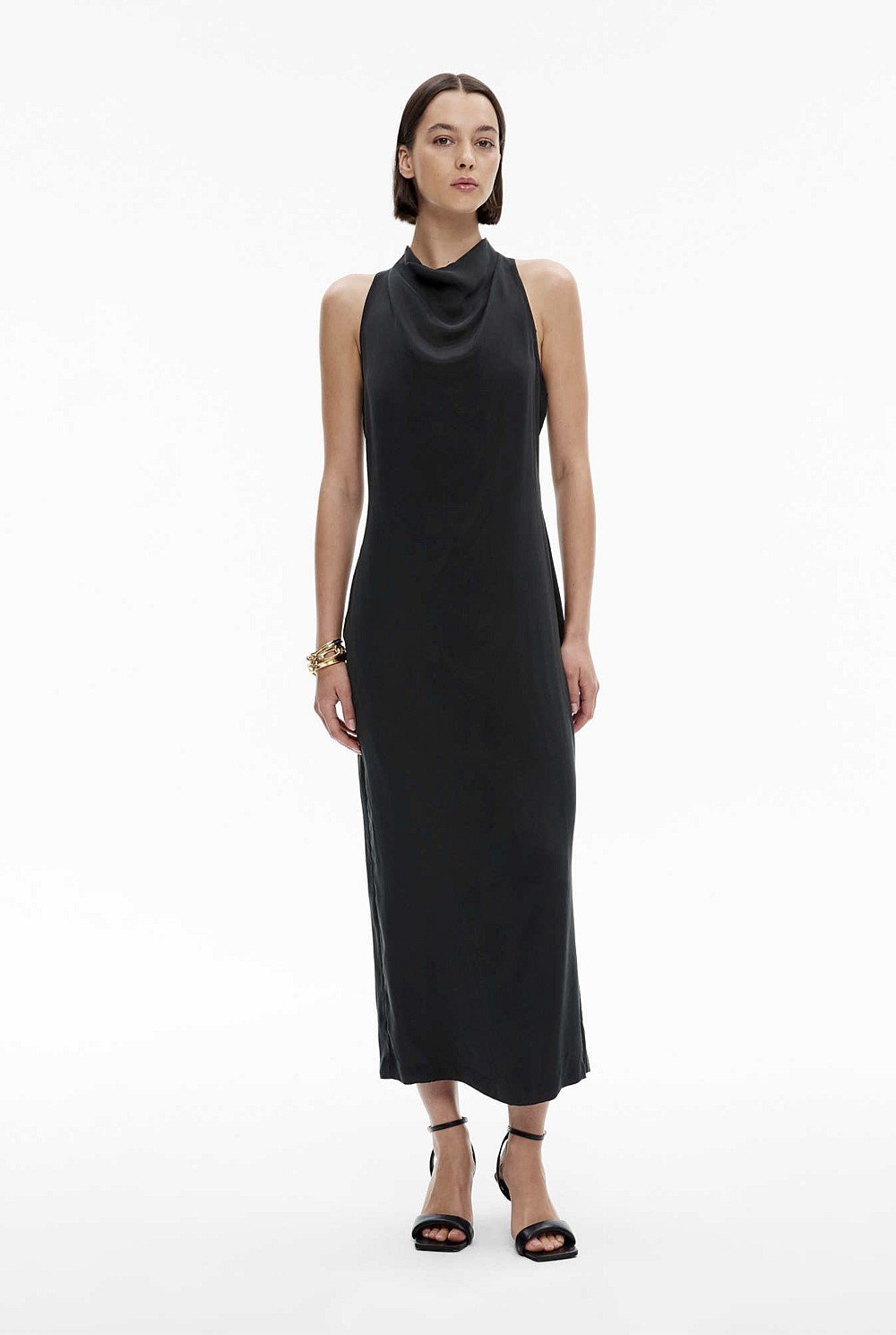 Cupro Mock Neck Dress