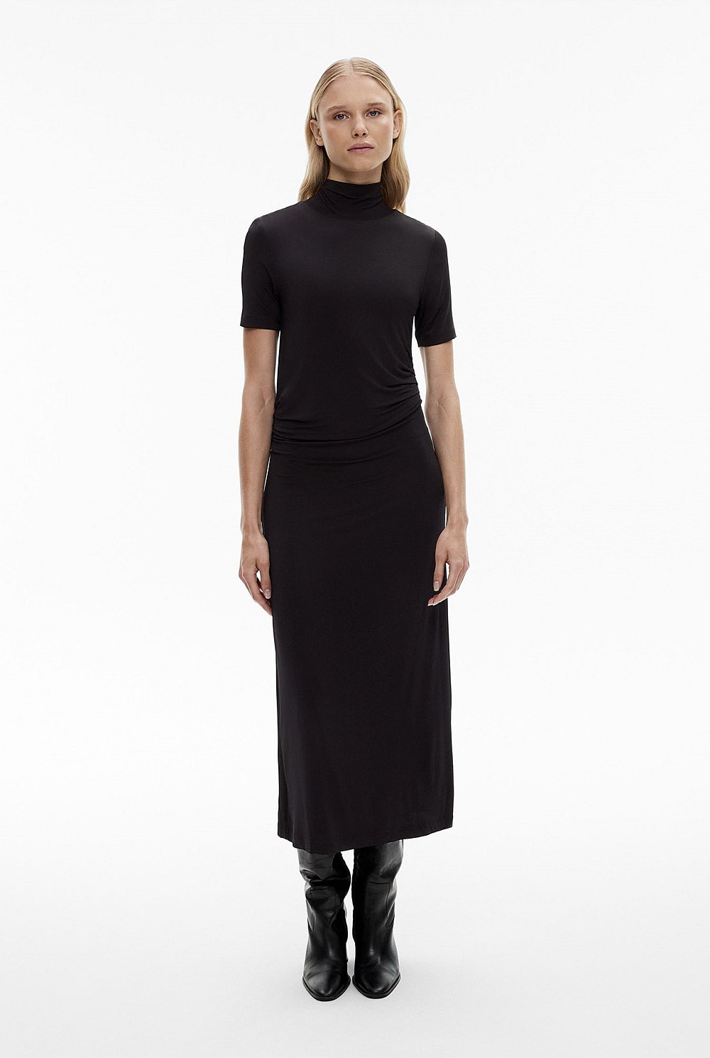 Jersey Mock Neck Dress