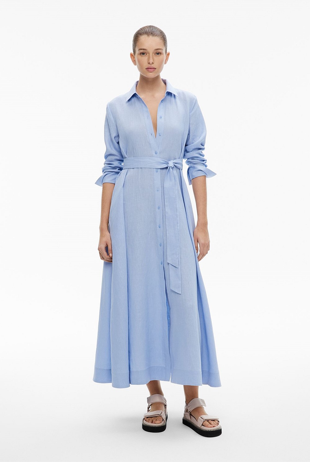 Linen Maxi Shirt Dress