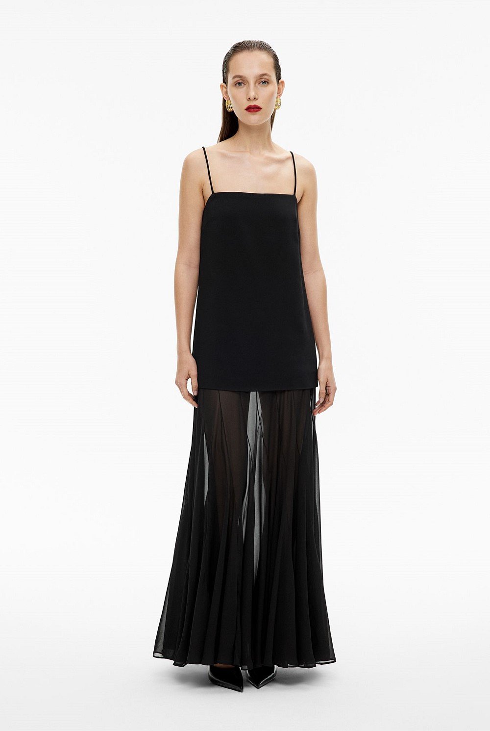 Sheer Contrast Maxi