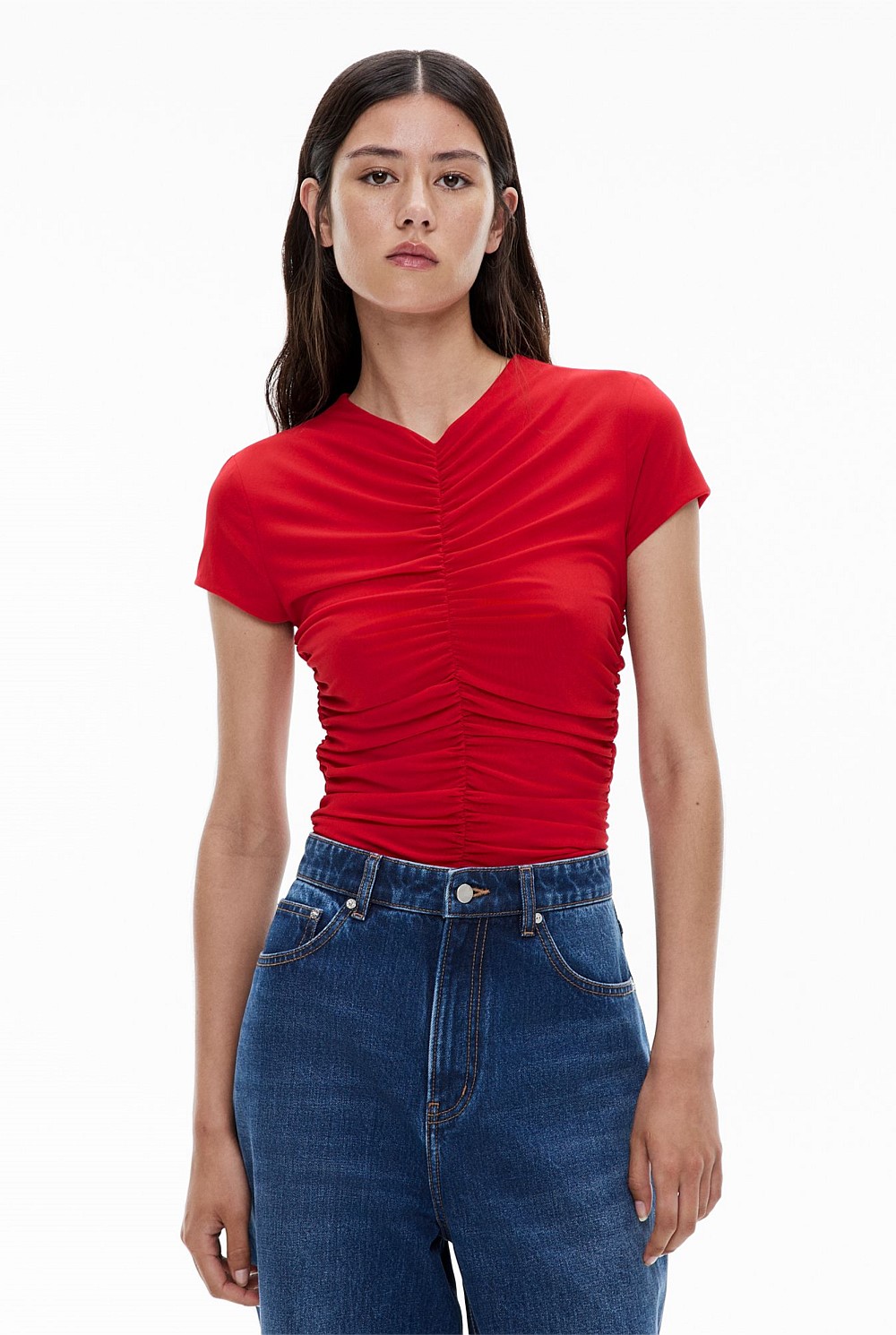 Ruched Mesh Tee