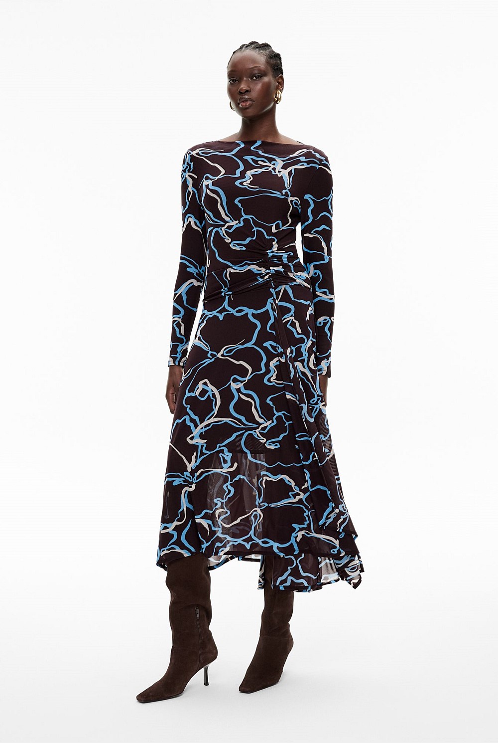 Asymmetric Hem Mesh Dress