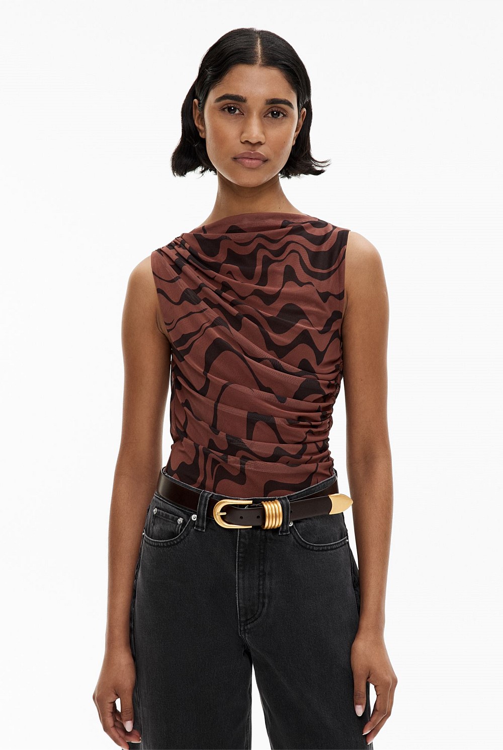 Mesh Drape Tank Top