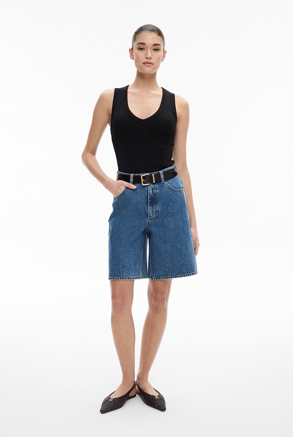 Fine Rib V Neck Tank