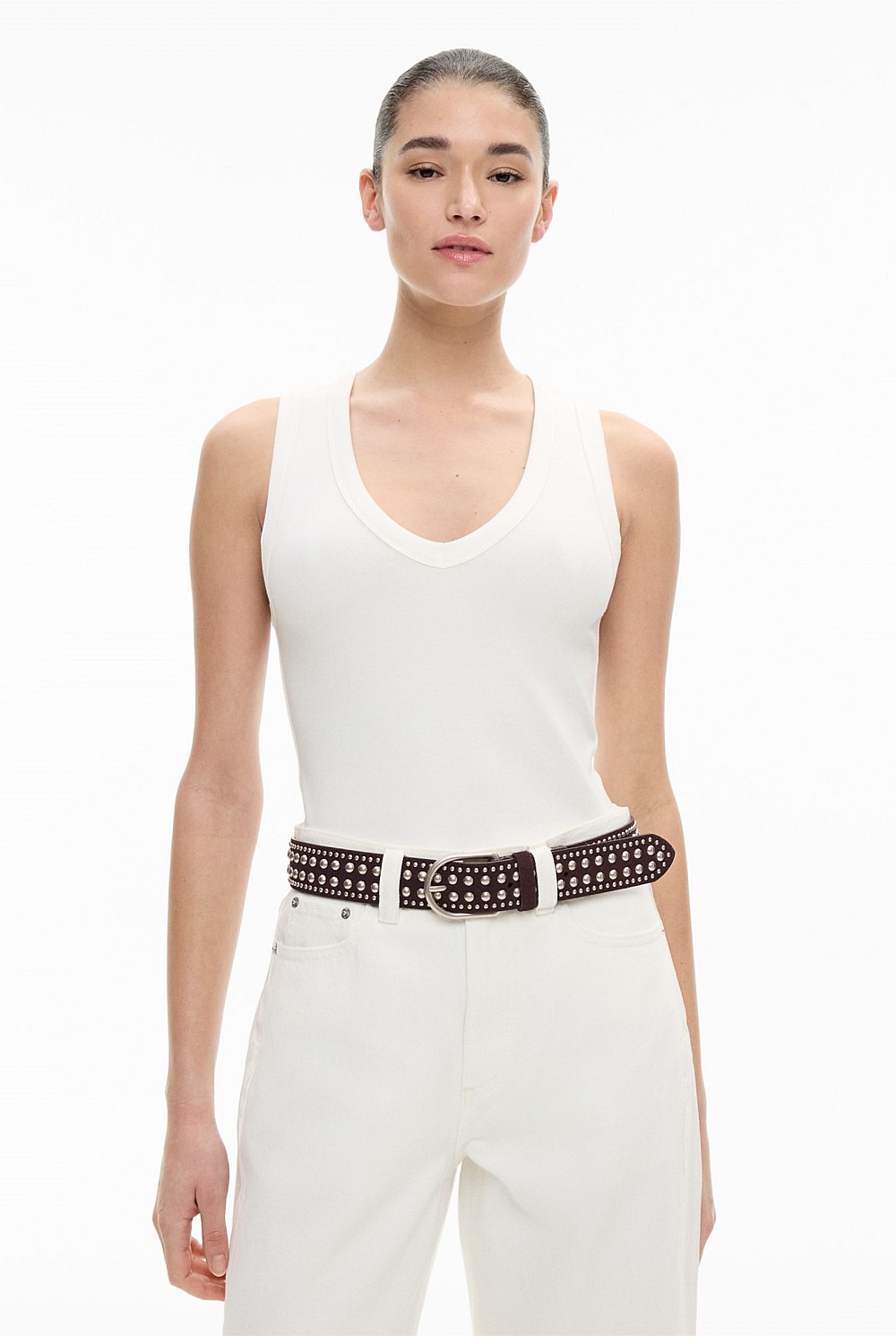 Fine Rib V Neck Tank