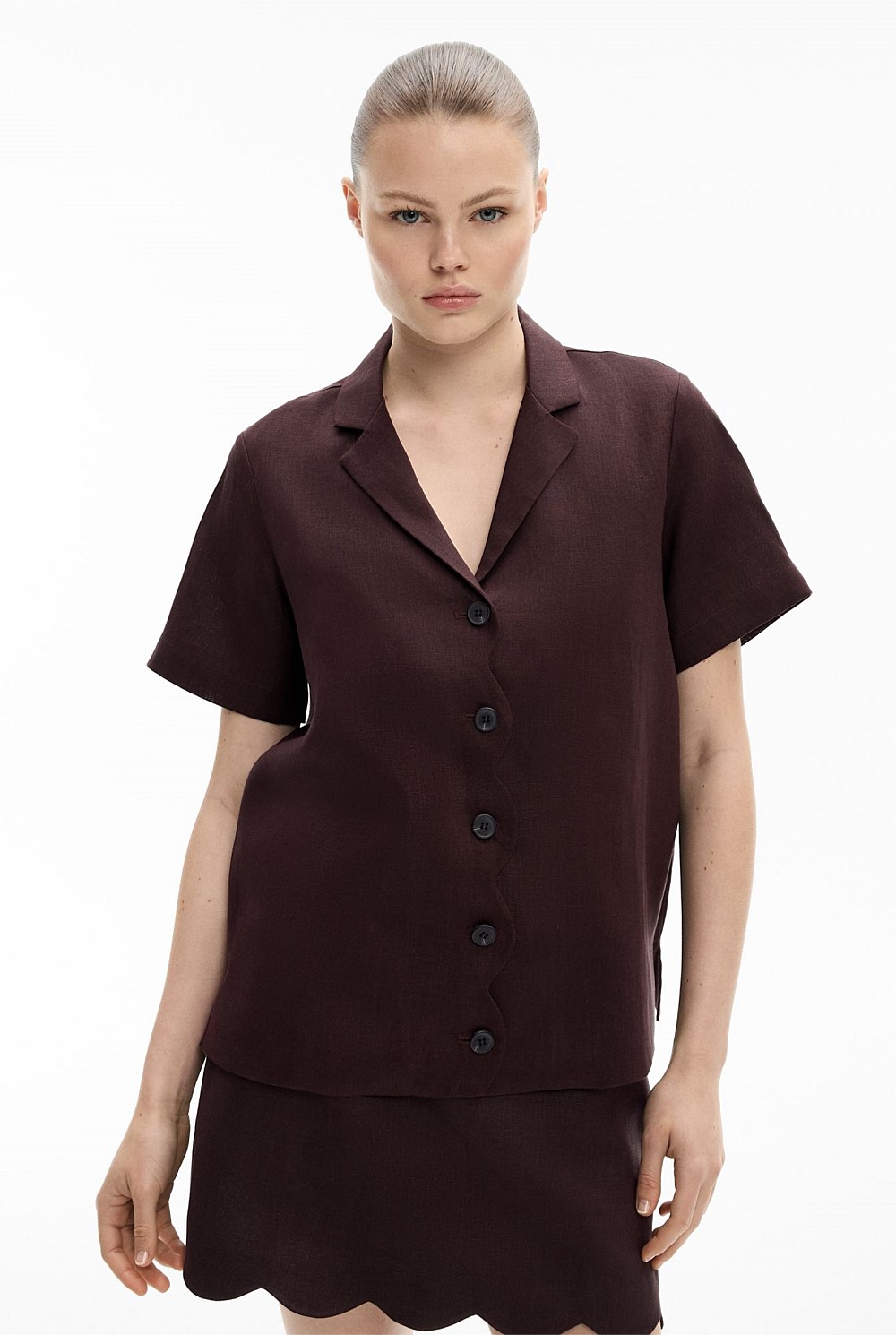 Scalloped Linen Shirt