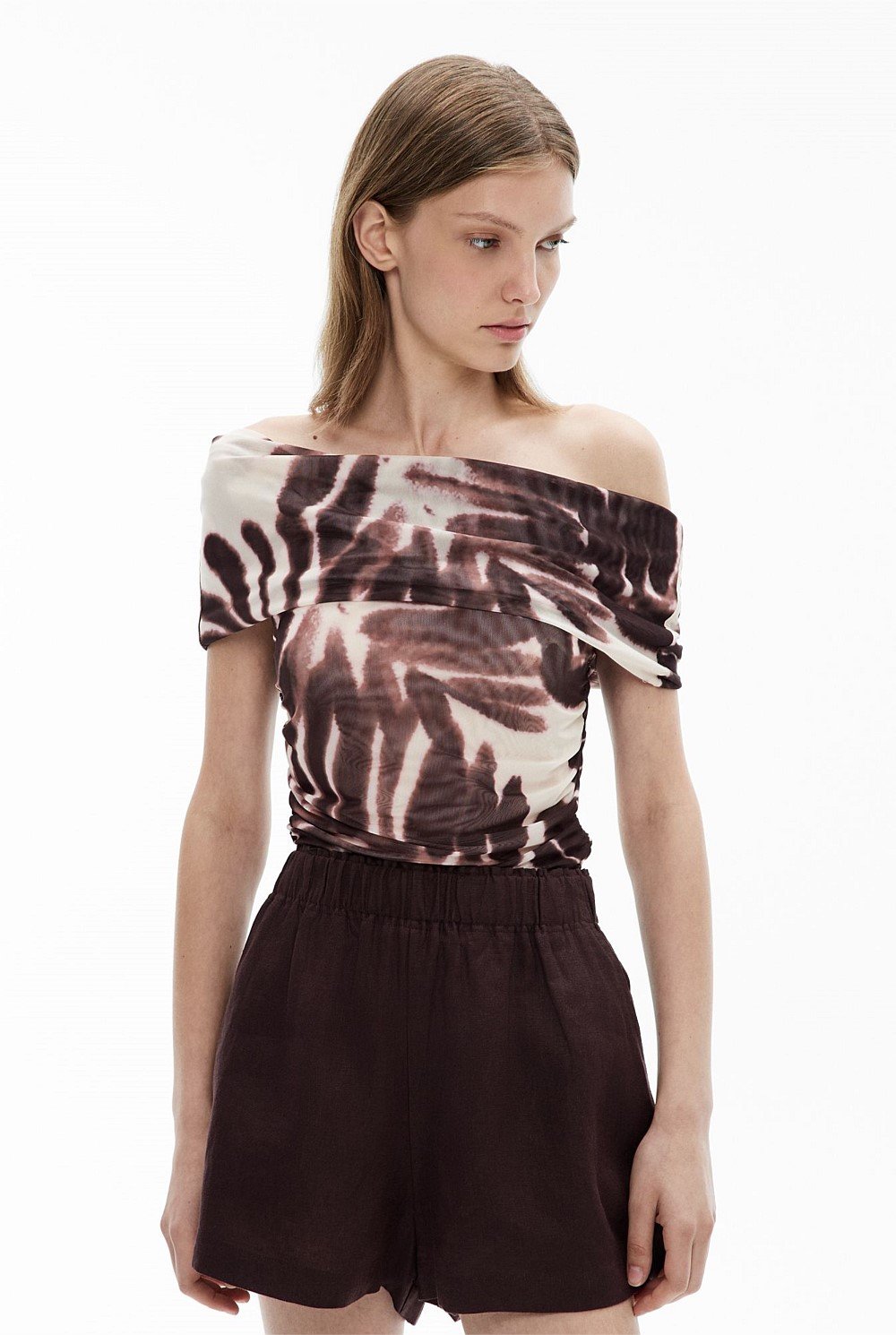 Off Shoulder Mesh Top