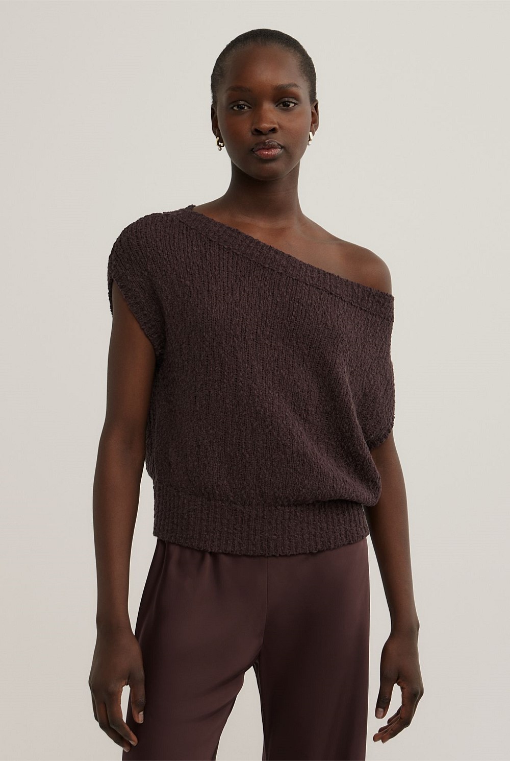 Textured Asymmetric Knit Tank Top