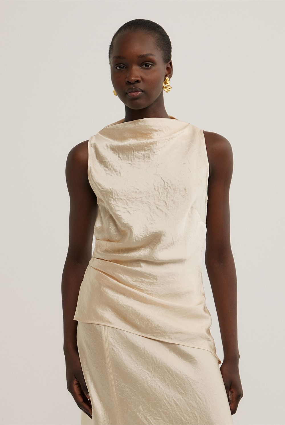 Crinkle High Neck Top