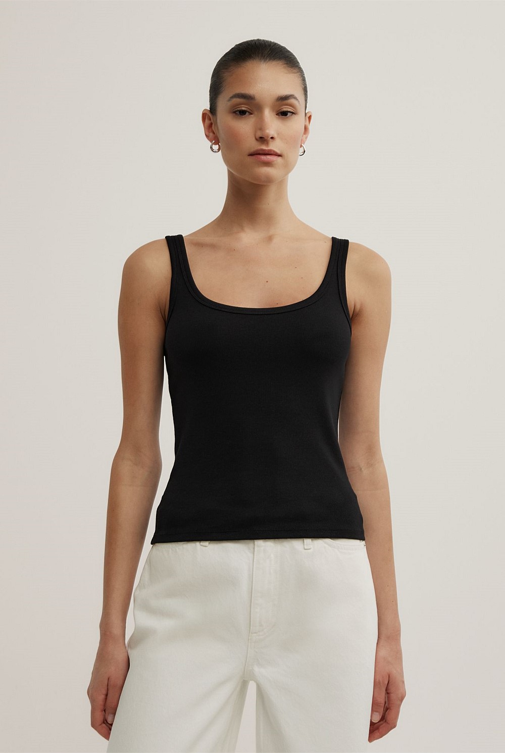 Fine Scoop Neck Tank Top
