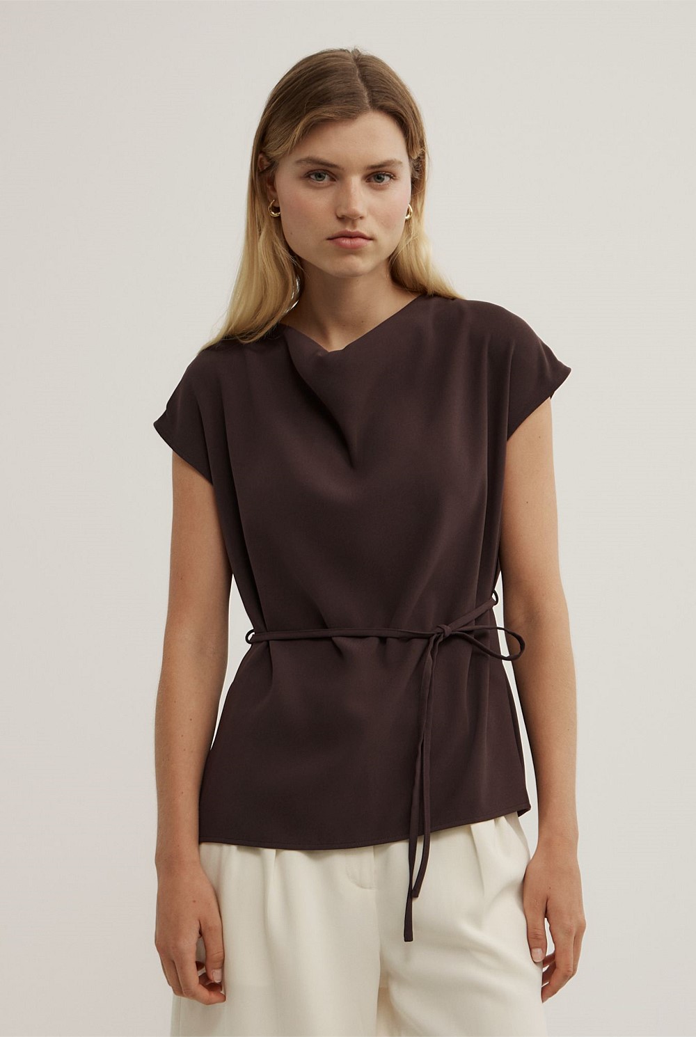 Cowl Tie Belt Top