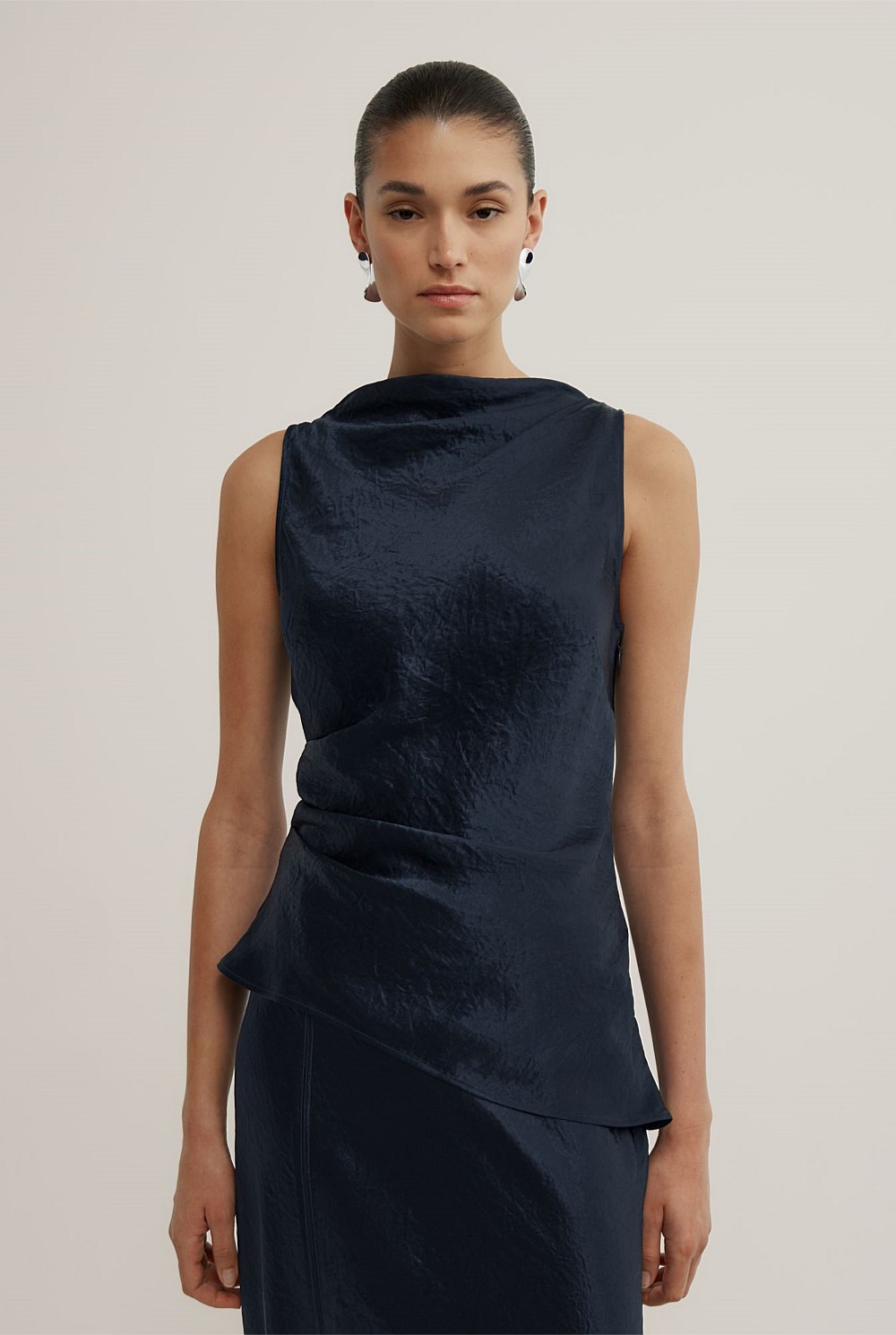 Crinkle High Neck Top