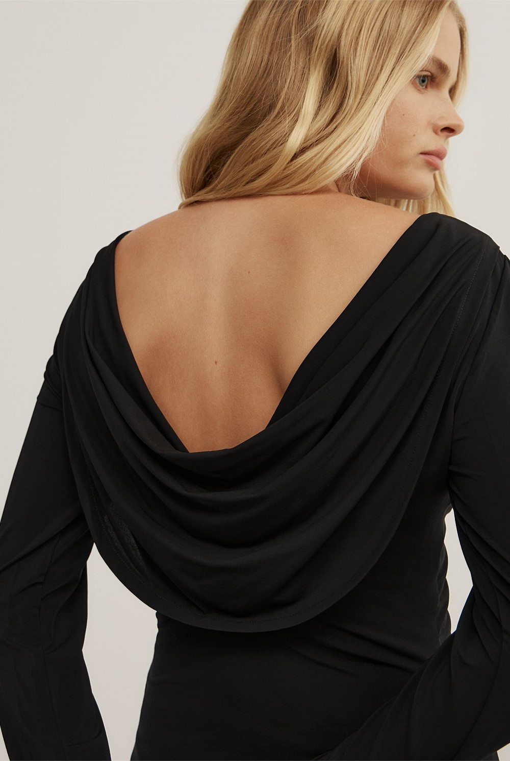 Draped Back Long Sleeve Top