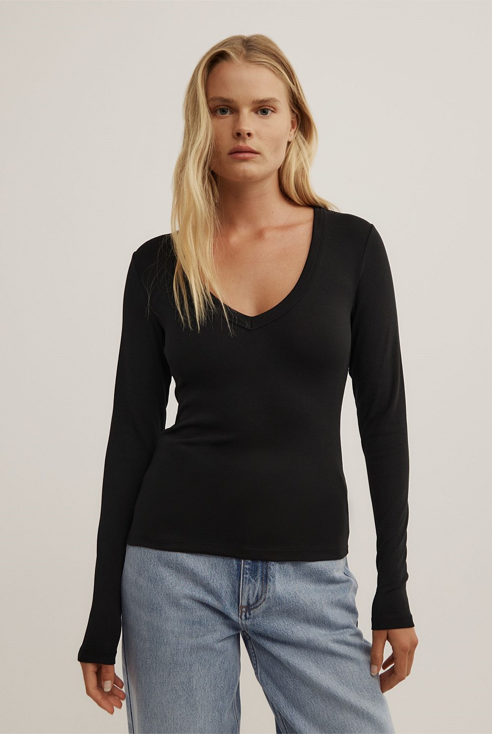 V-Neck Long Sleeve Top