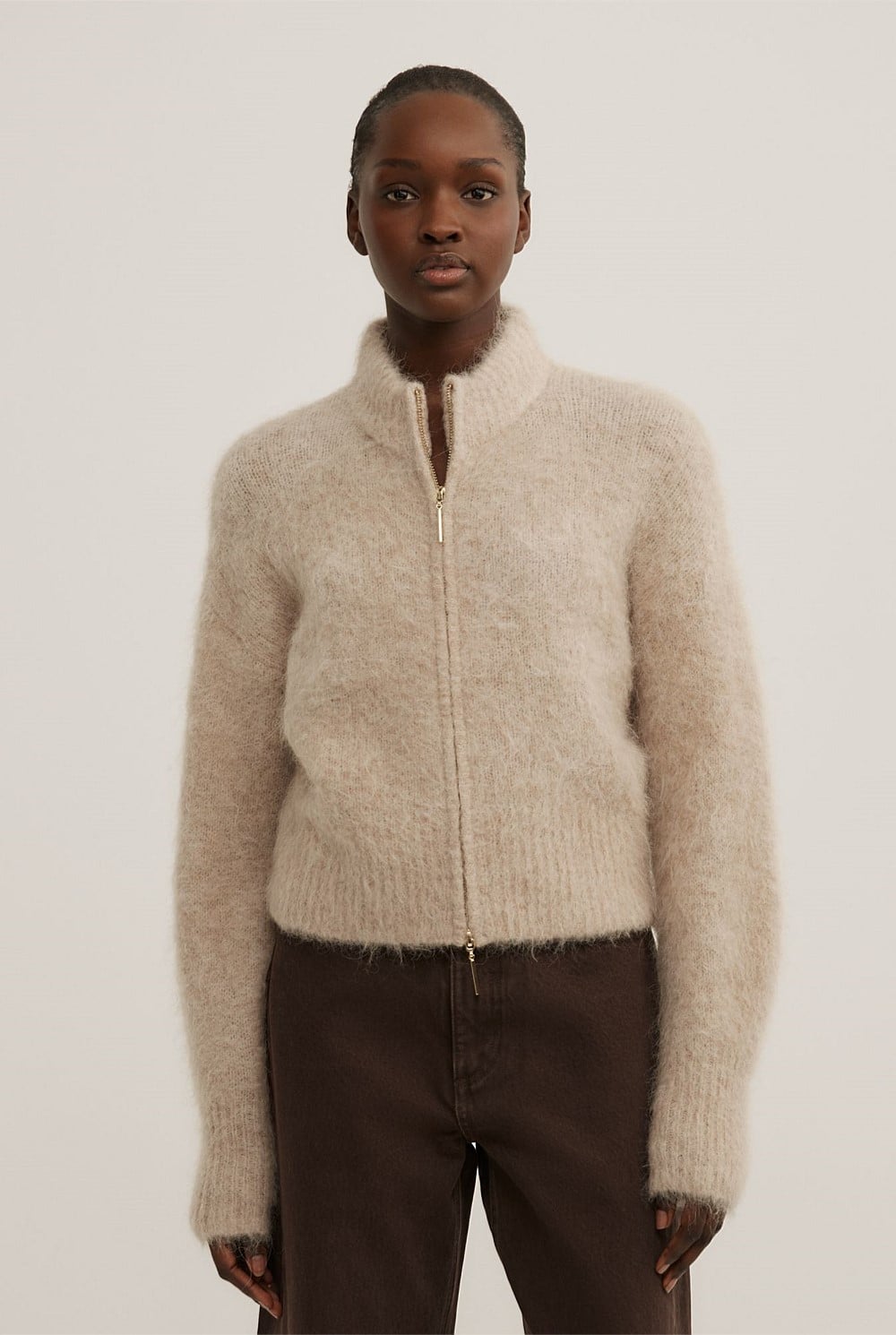 Fluffy Funnel Bomber Jacket