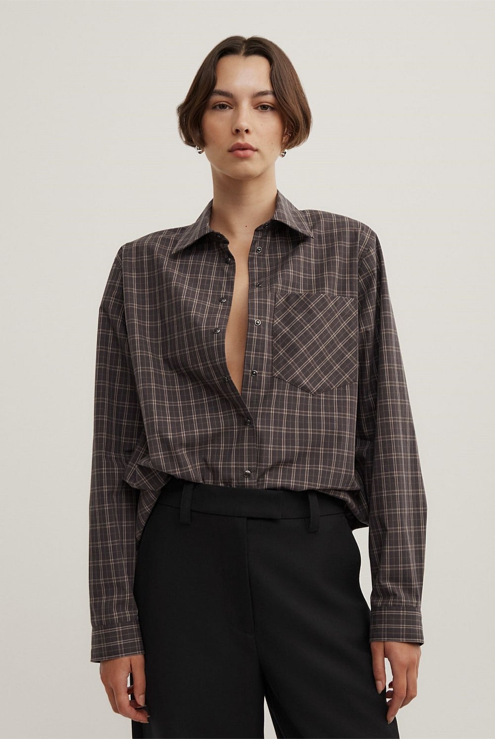 Check Shoulder Pad Shirt