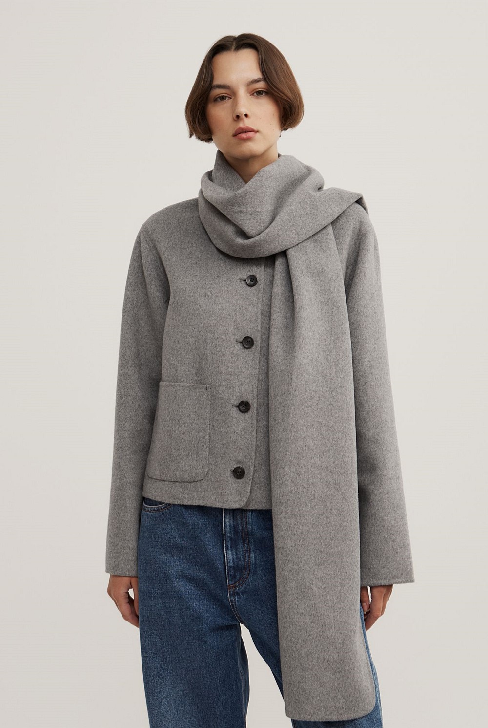 Crop Scarf Coat