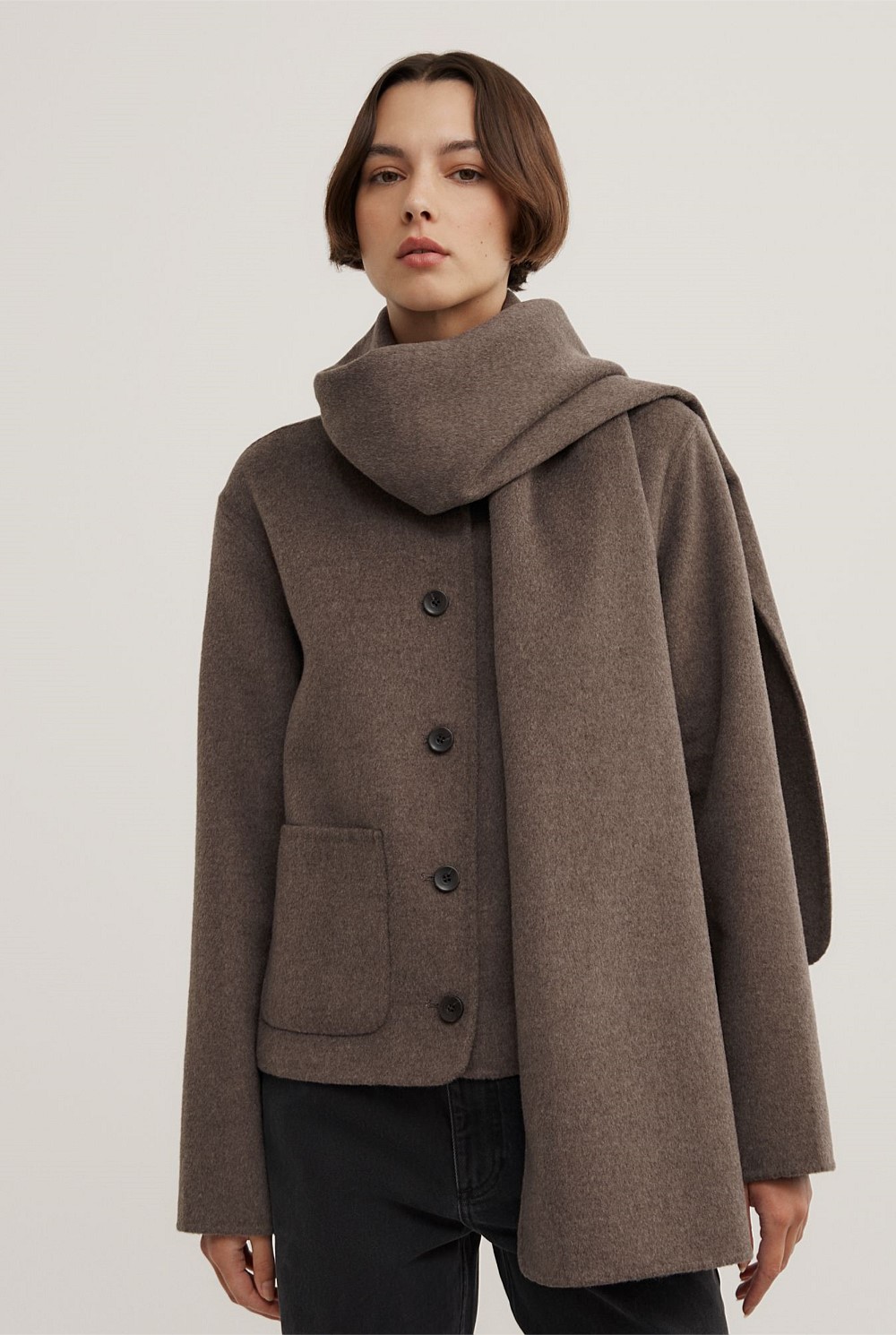 Crop Scarf Coat