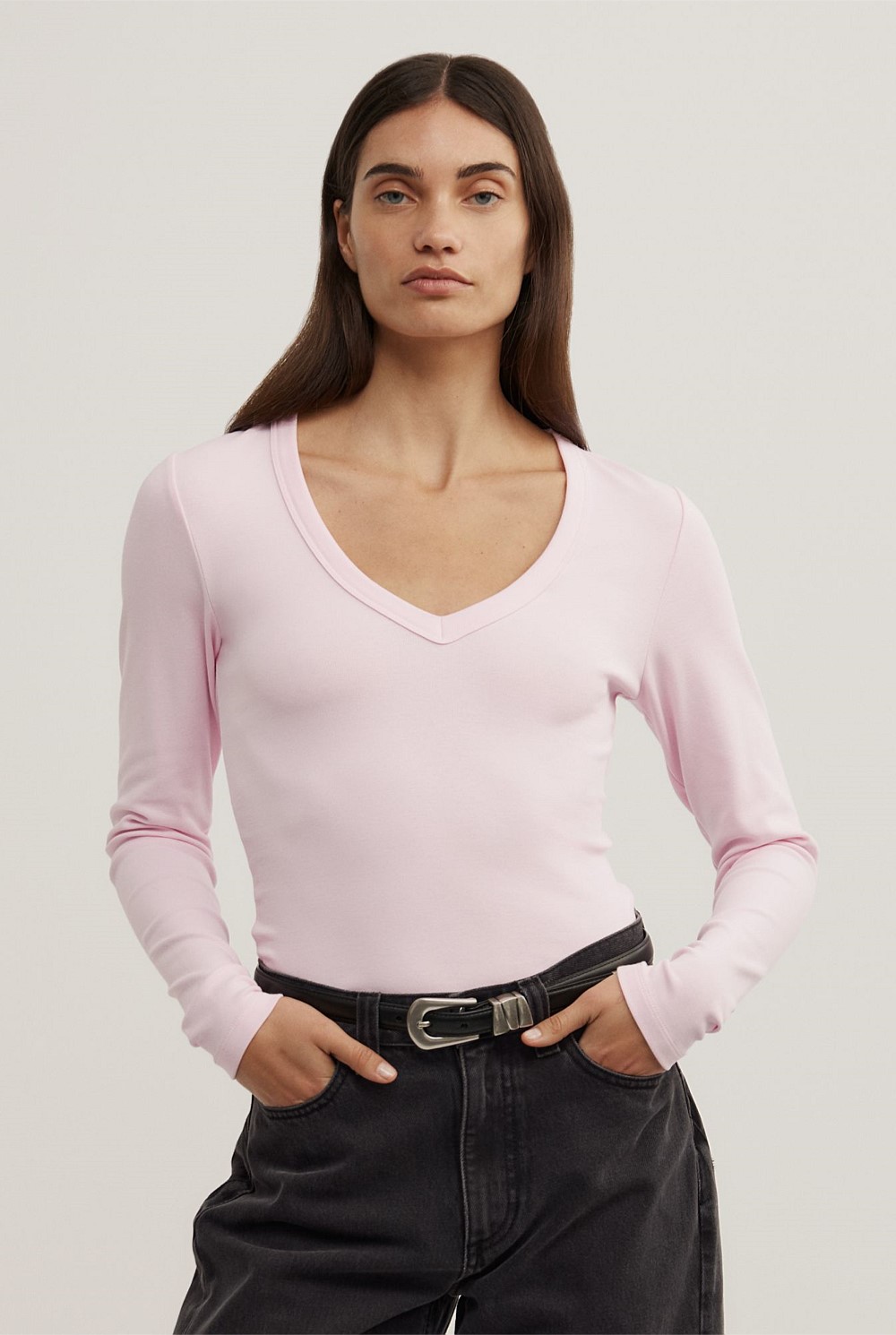 V-Neck Long Sleeve Top