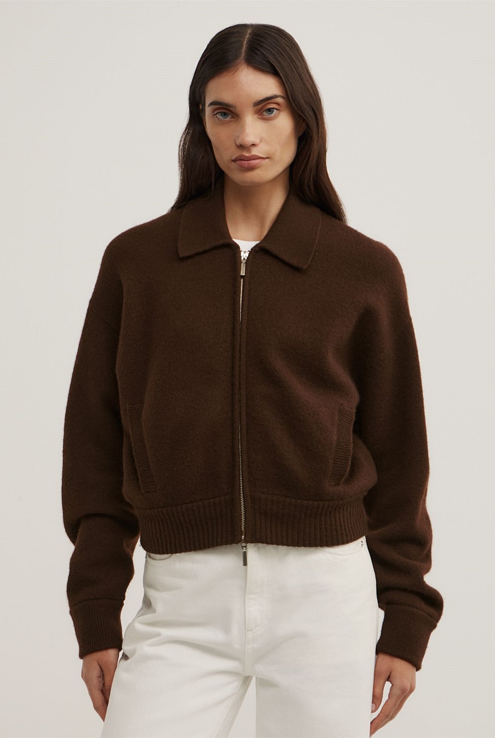 Wool Knit Bomber Jacket