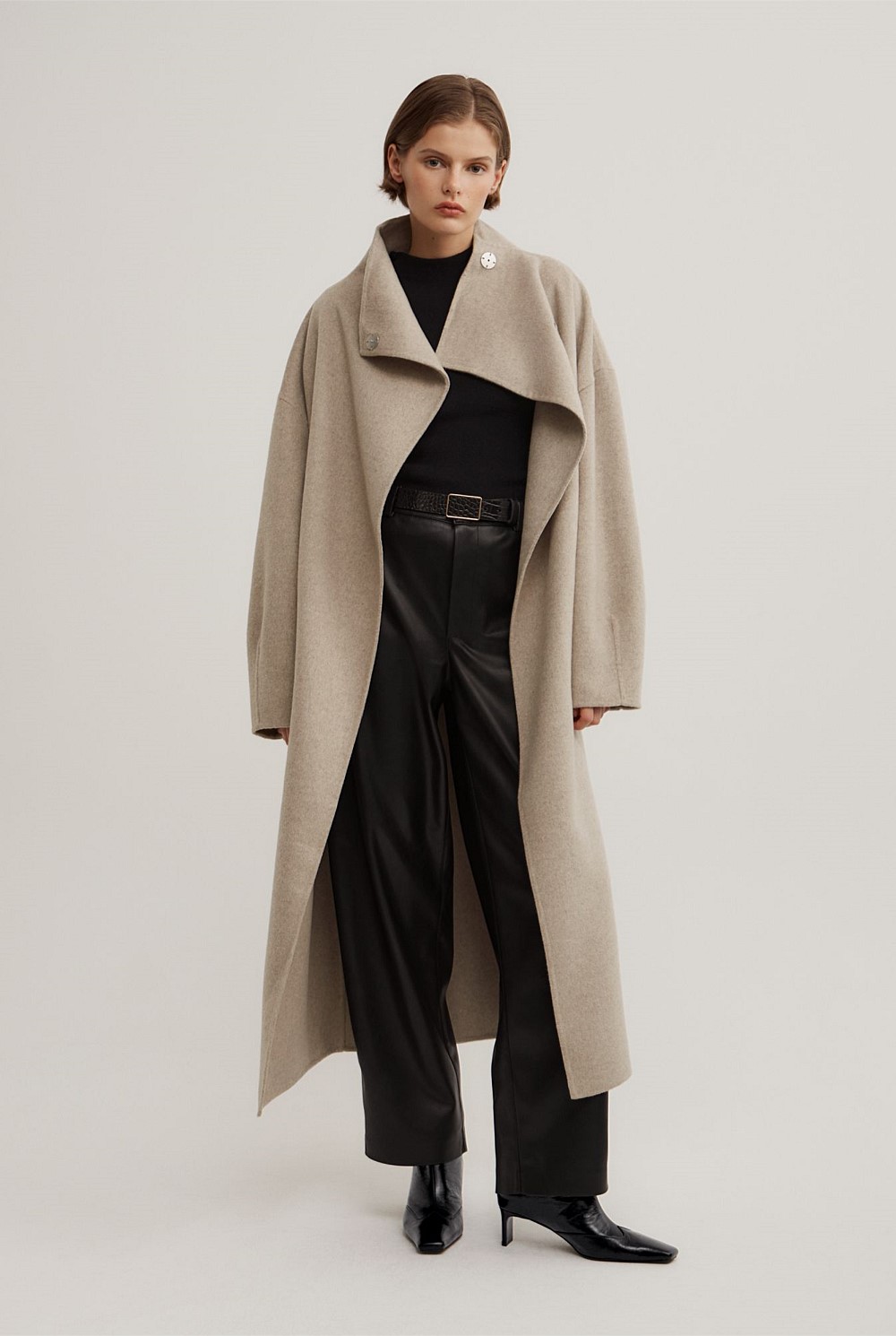Funnel Wrap Neck Coat