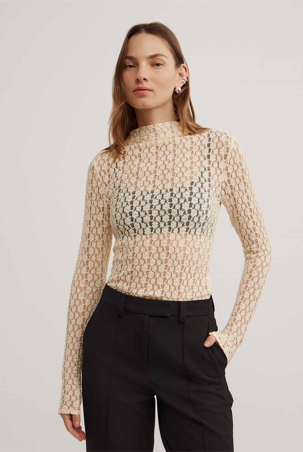 Textured Long Sleeve Top