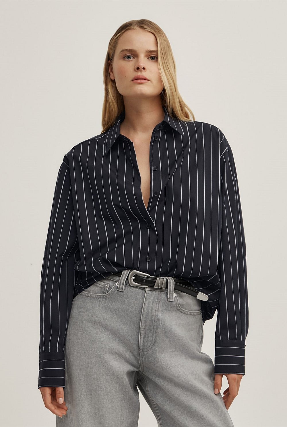 Tie Back Pinstripe Shirt