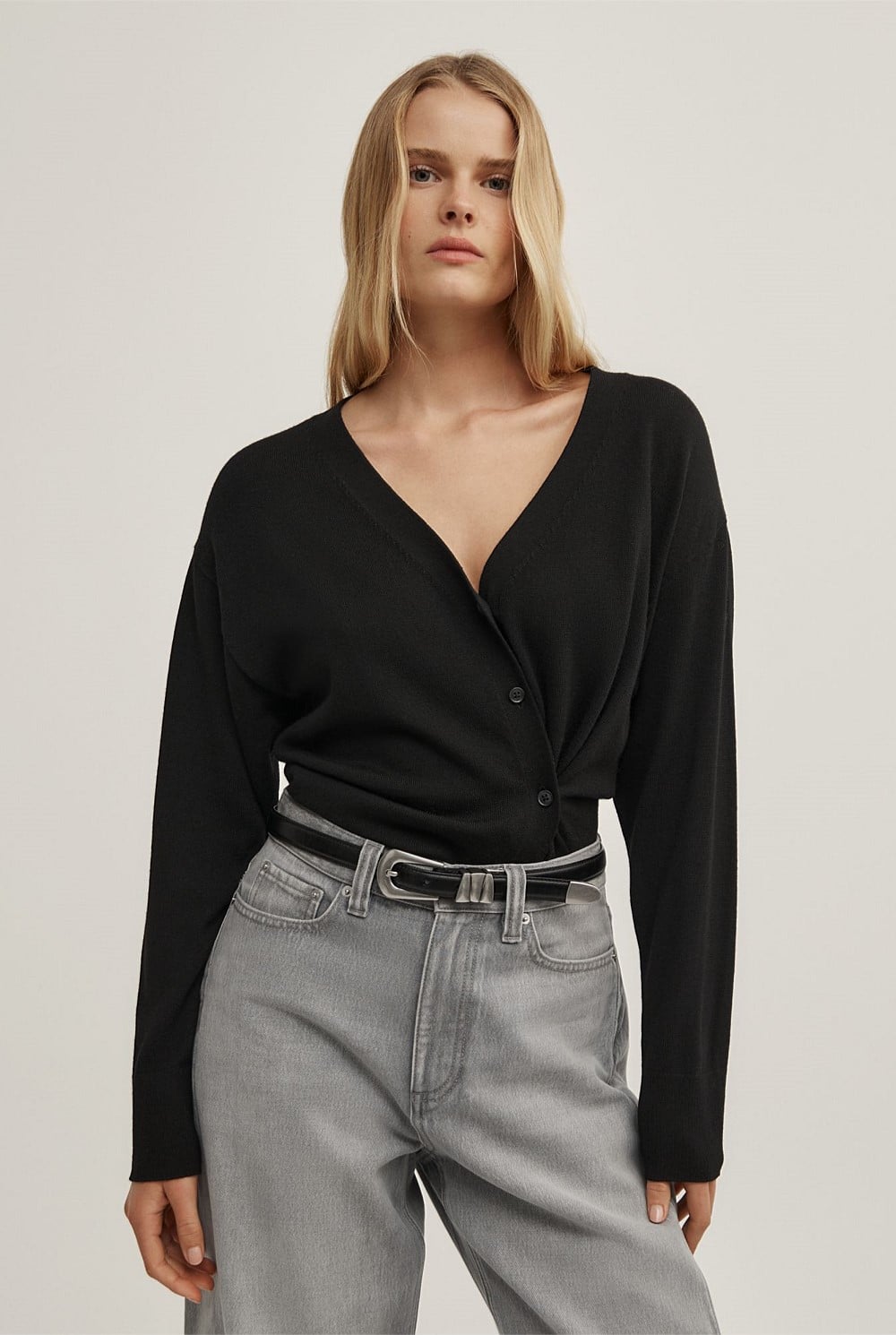Asymmetric Wrap Knit Cardi