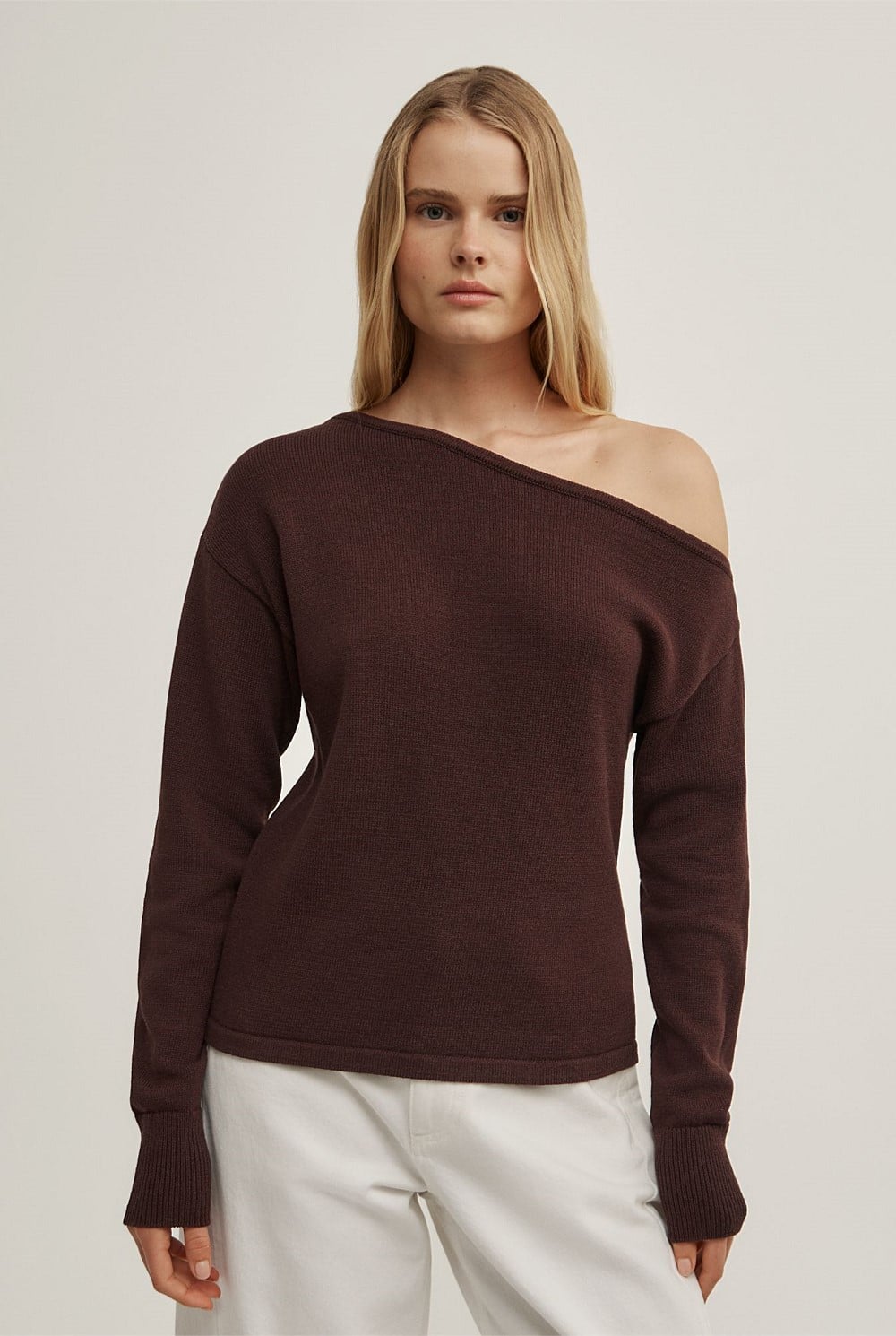 Asymmetric Long-Sleeve Knit