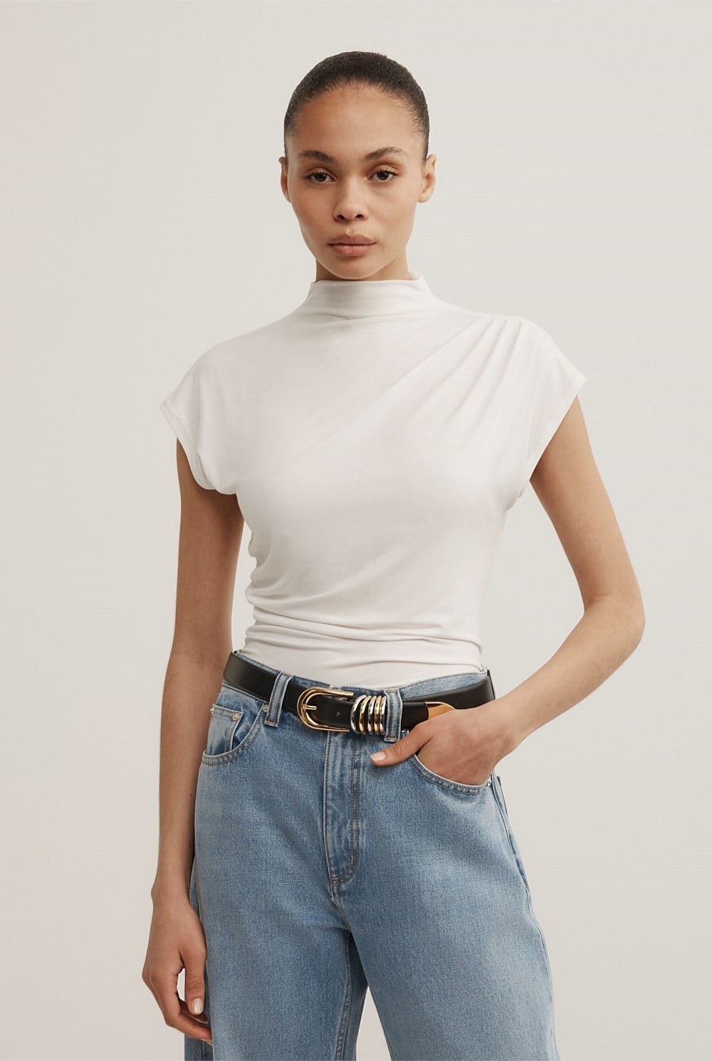 Draped High Neck Top