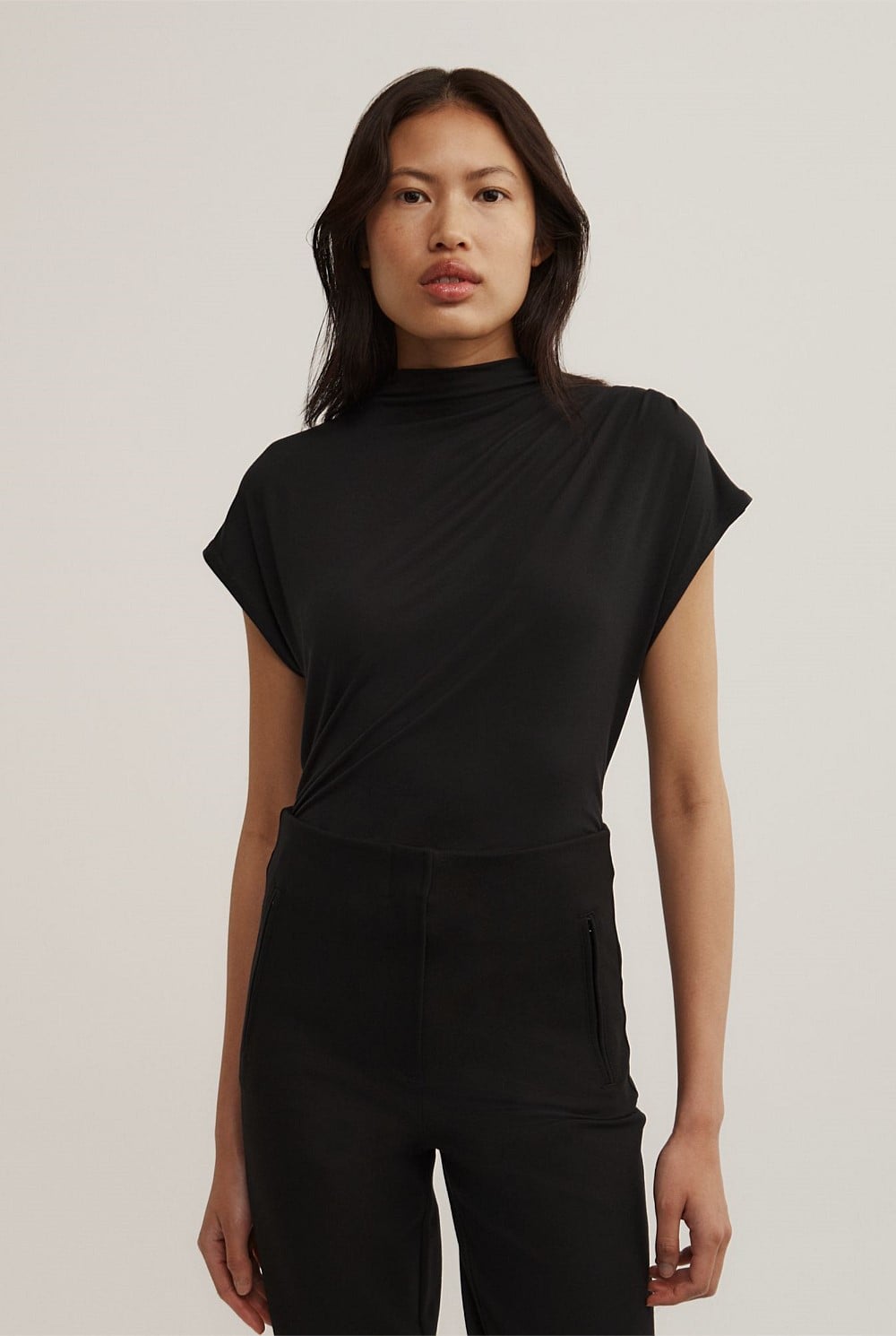 Draped High Neck Top