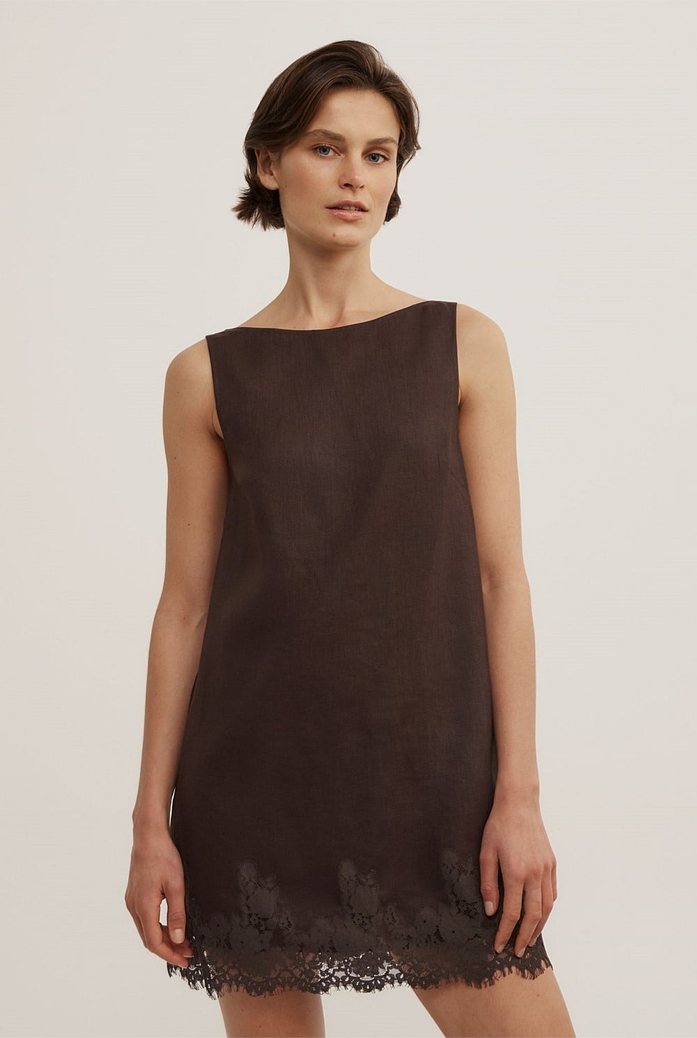 Linen Lace Mini Dress