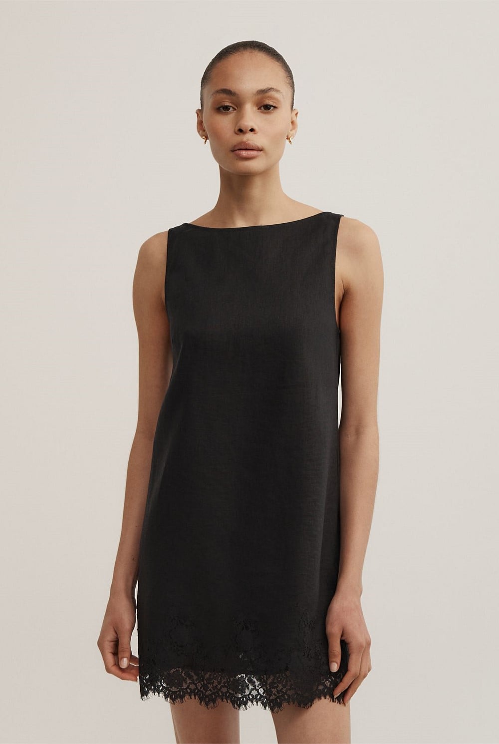 Linen Lace Mini Dress